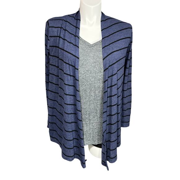 Rue21 Womens Cardigan Sweater Striped Open Drape Front Knit Stretch Blue Large - Picture 3 of 9